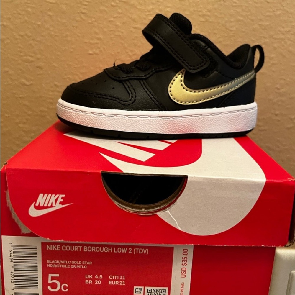 Nike court borough low 2 black gold